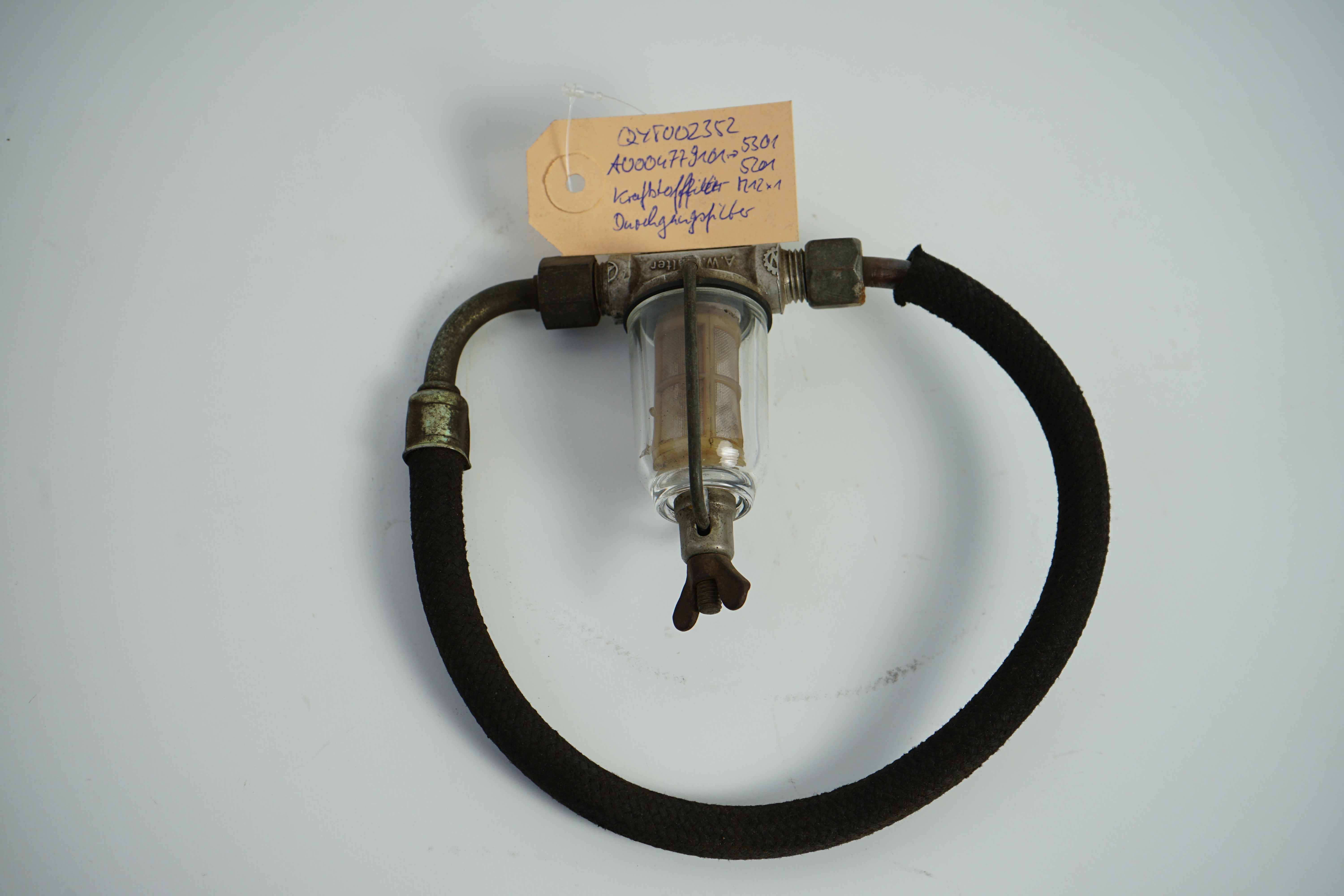 Kraftstofffilter Schauglasfilter Durchgangsfilter Mercedes-Benz Ponton Transporter 309 Unimog uvm. Oldtimer Anschluss M12x1 Filterbecher Glas A0004779101 A0004776801 A0024771401 A0024771601 Filter mit Schauglas A0000910840