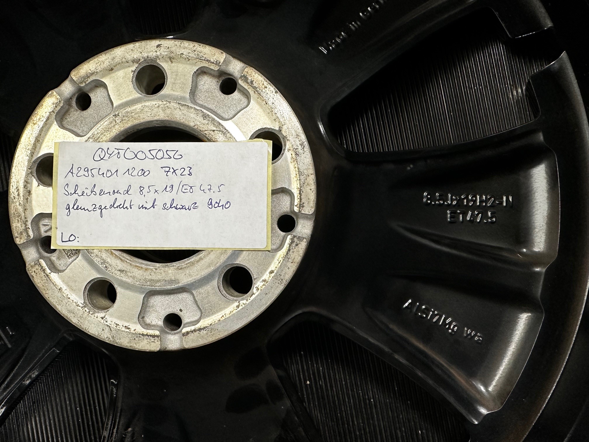 Scheibenrad Mercedes-Benz Alufelge 8.5J x 19 ET 47,5 EQE 295 glanzgedreht schwarz 9040 Vorderachse Hinterachse A2954011200 7X23