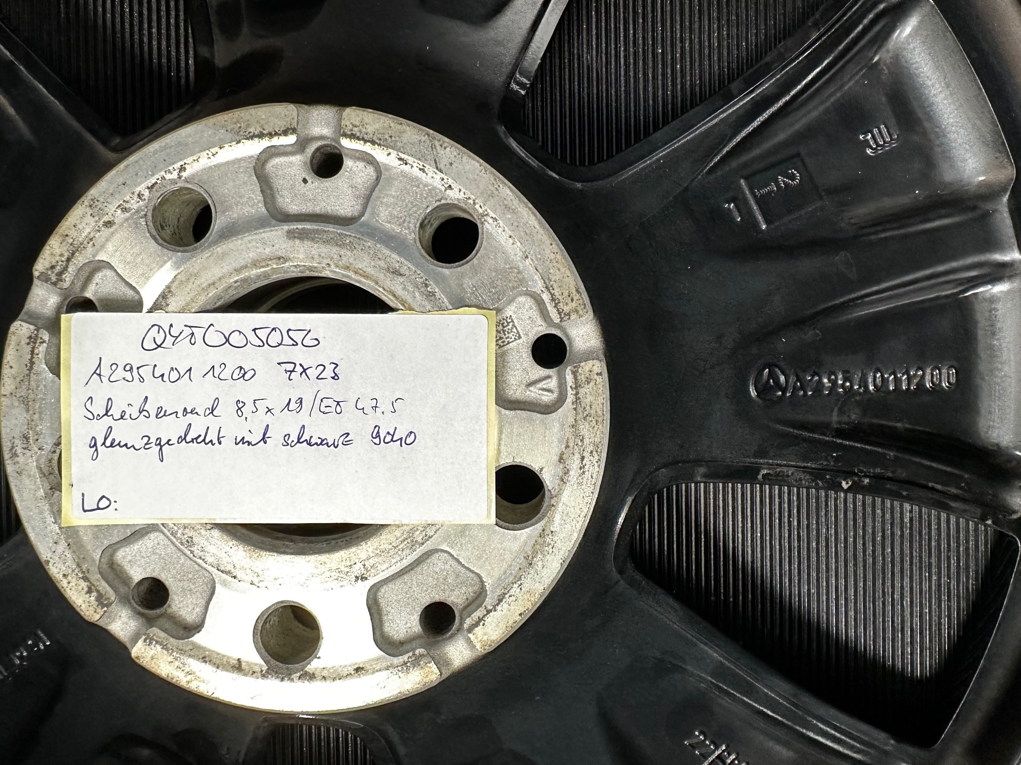 Scheibenrad Mercedes-Benz Alufelge 8.5J x 19 ET 47,5 EQE 295 glanzgedreht schwarz 9040 Vorderachse Hinterachse A2954011200 7X23