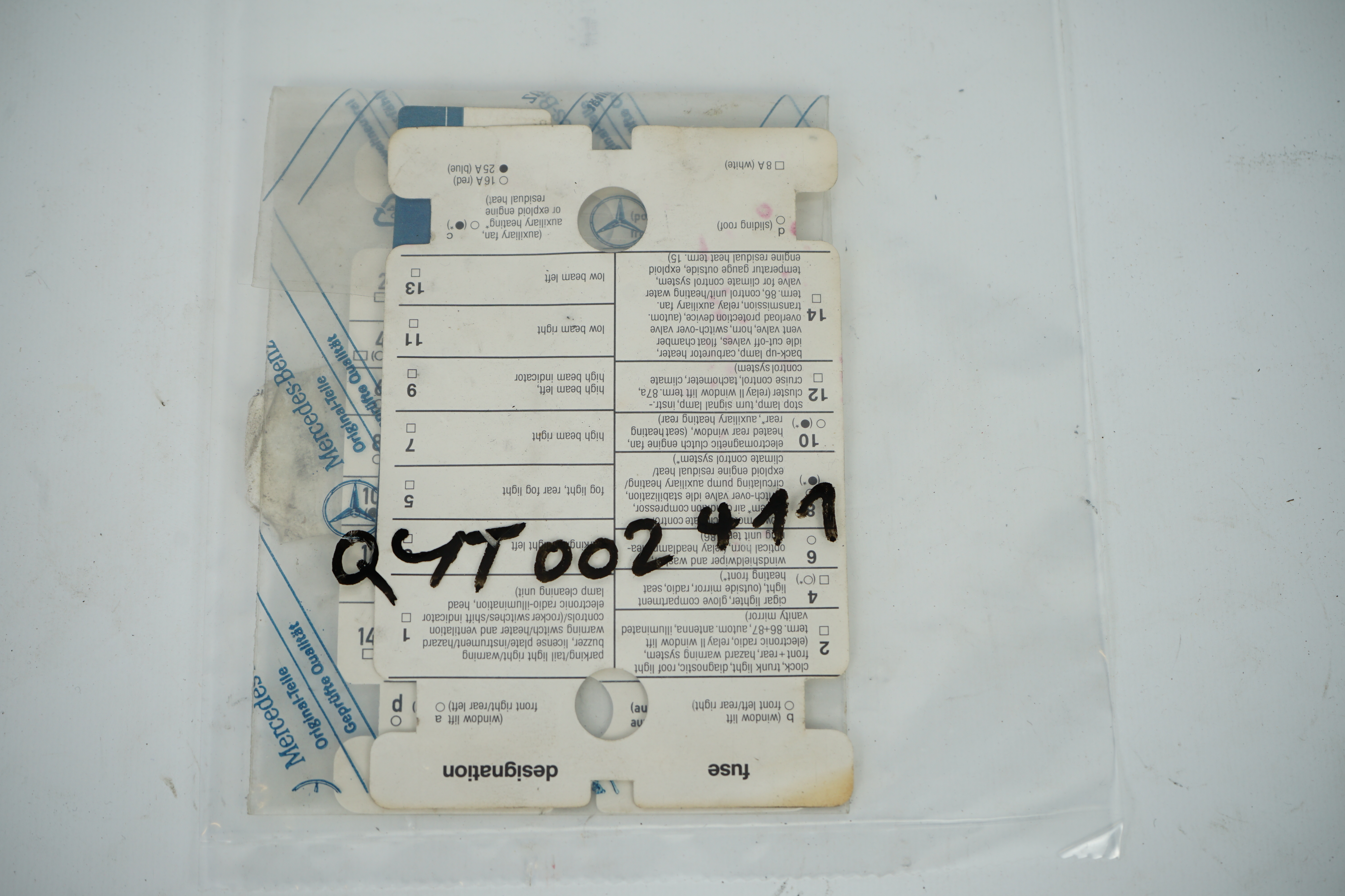 Schild Sicherungsbelegungsplan Deckel Mercedes-Benz W116 S-Klasse Limousine Sicherungskasten A1235450300