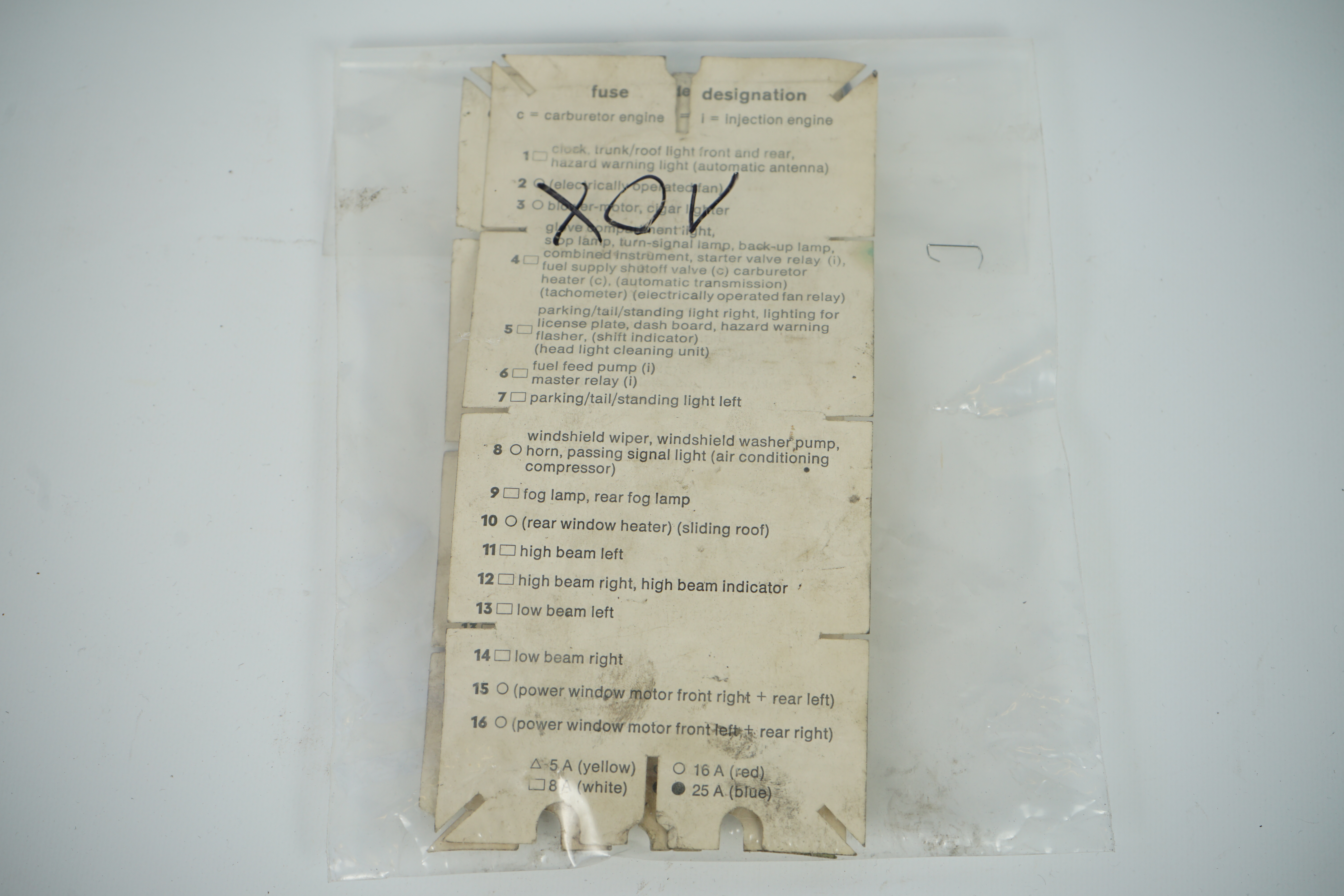 Einlage Belegung Sicherungsdose Mercedes-Benz W116 S SE SEL S-Klasse Sicherungsbelegungsplan Bezeichnungsschild Hauptsicherungskasten Hauptelektrik A1165450300 A1165450700